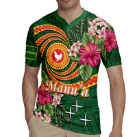 Manuʻa Islands Rugby Jersey Polynesian Art Tattoo Style and Tropical Plants