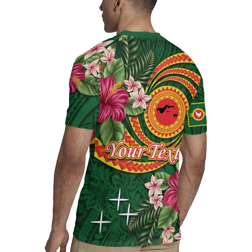 Manuʻa Islands Rugby Jersey Polynesian Art Tattoo Style and Tropical Plants