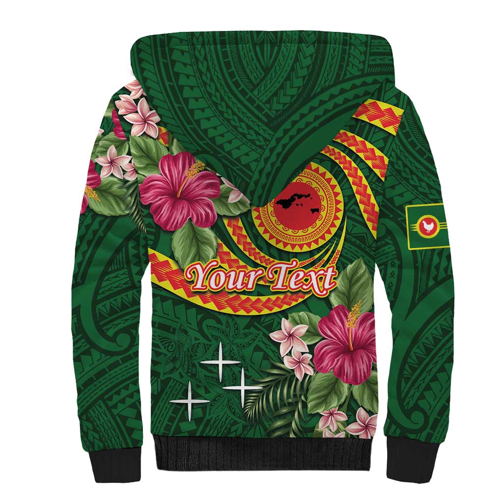 Manuʻa Islands Sherpa Hoodie Polynesian Art Tattoo Style and Tropical Plants