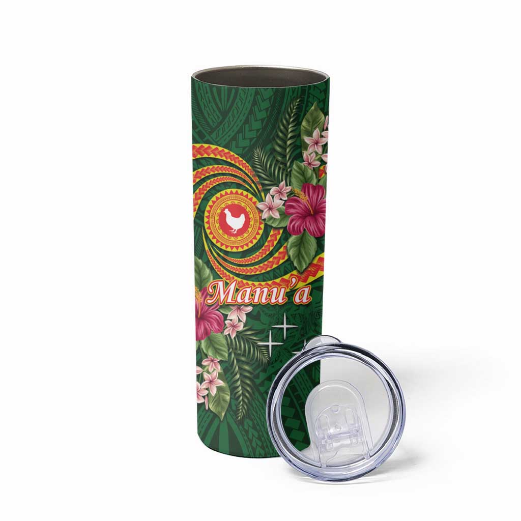 Manu'a Skinny Tumbler Polynesian Art Tattoo Style and Tropical Plants
