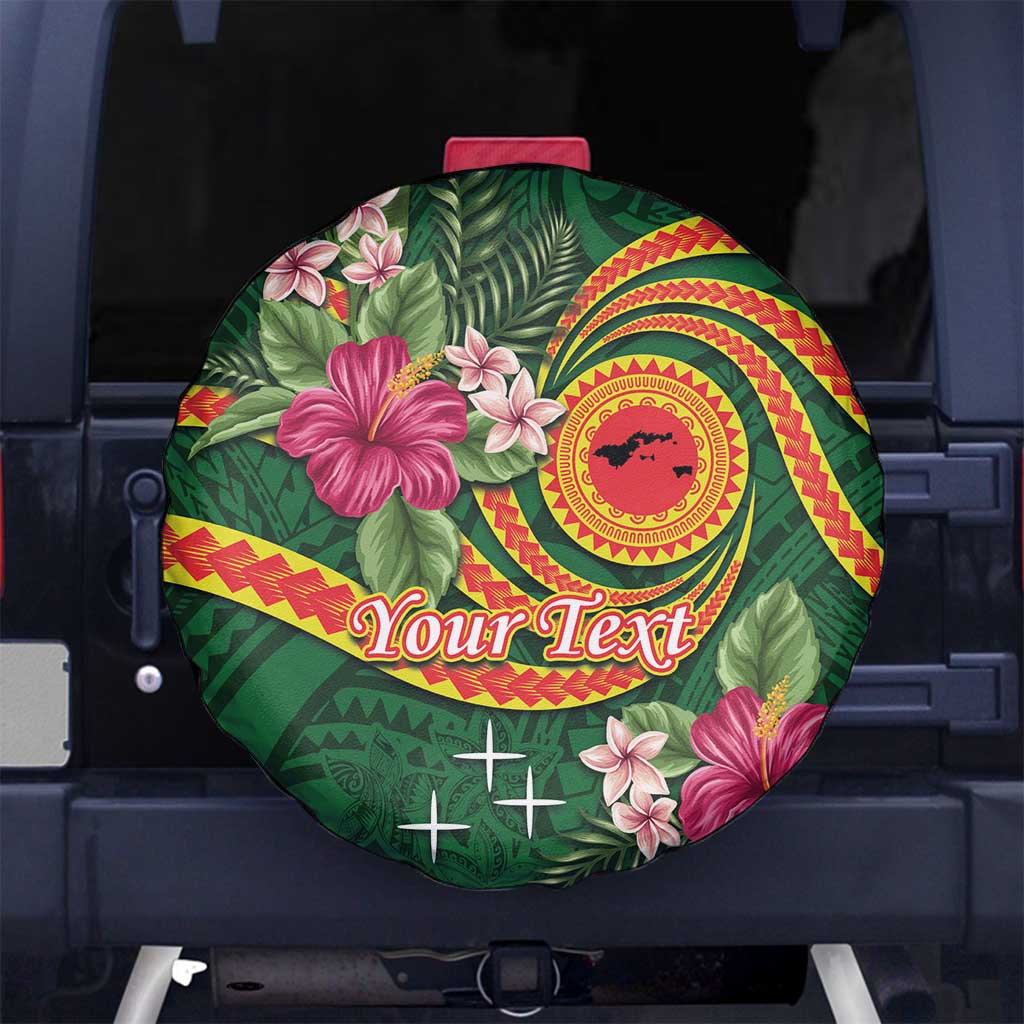 Manuʻa Islands Spare Tire Cover Polynesian Art Tattoo Style and Tropical Plants