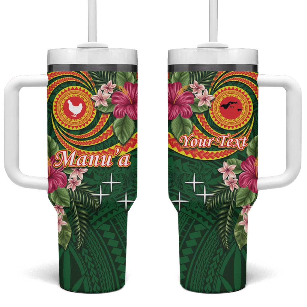 Manu'a Tumbler With Handle Polynesian Art Tattoo Style and Tropical Plants