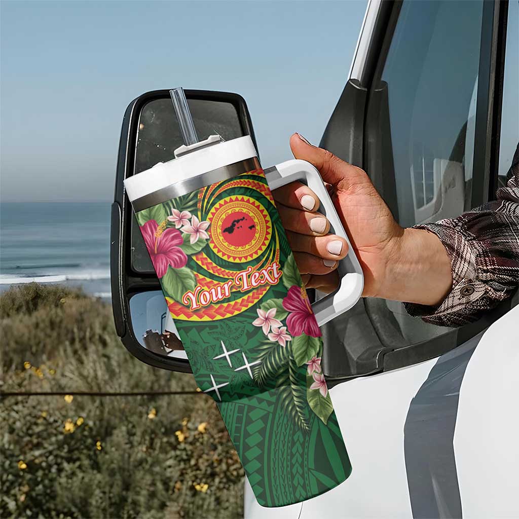 Manu'a Tumbler With Handle Polynesian Art Tattoo Style and Tropical Plants