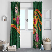 Manuʻa Islands Window Curtain Polynesian Art Tattoo Style and Tropical Plants
