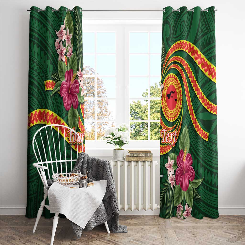 Manuʻa Islands Window Curtain Polynesian Art Tattoo Style and Tropical Plants