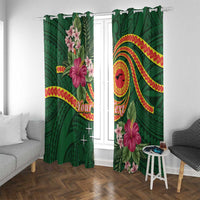 Manuʻa Islands Window Curtain Polynesian Art Tattoo Style and Tropical Plants