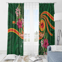 Manuʻa Islands Window Curtain Polynesian Art Tattoo Style and Tropical Plants
