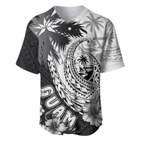 Hafa Adai Guam Baseball Jersey Polynesian Palm Tree Tattoo Hibiscus and Plumeria Art