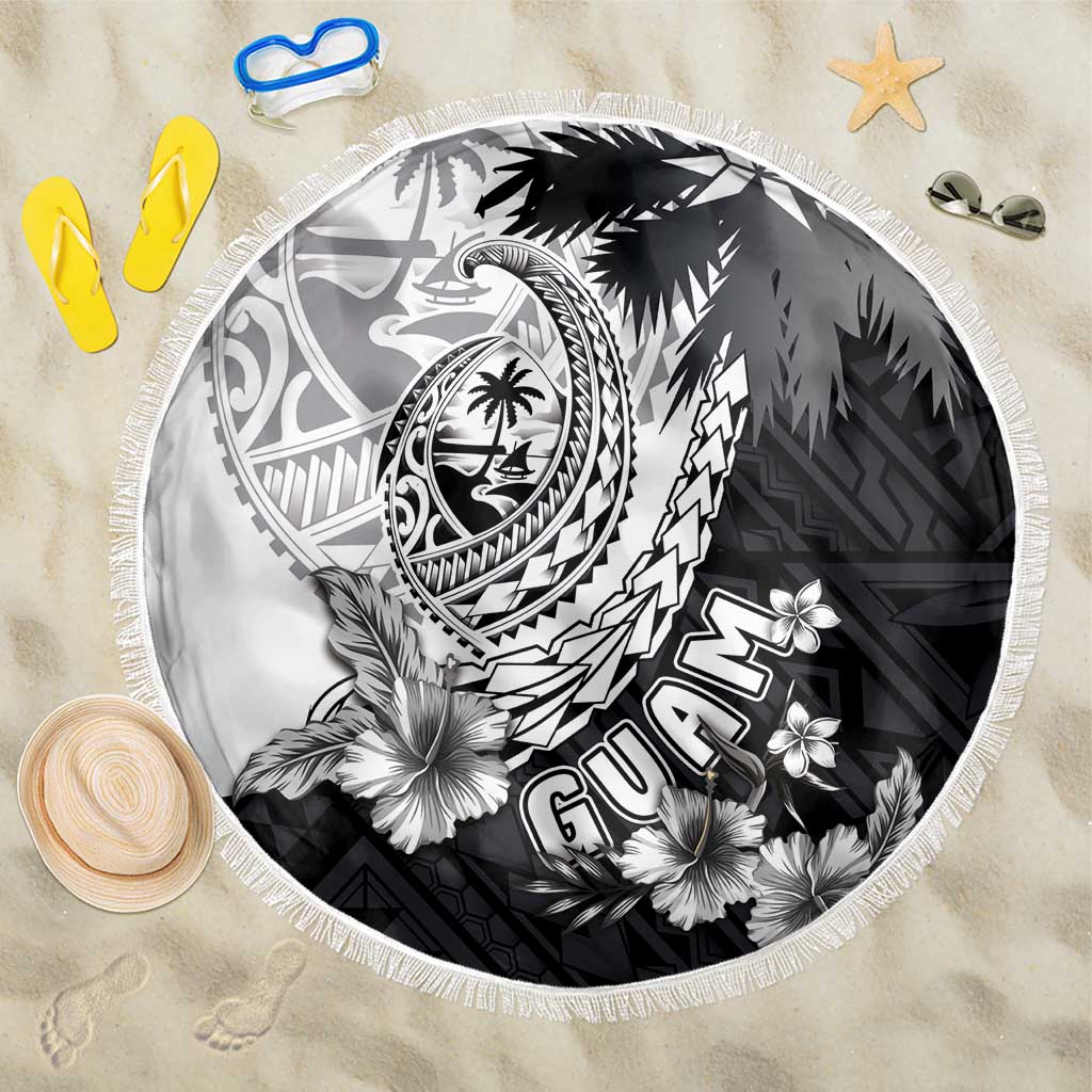 Hafa Adai Guam Beach Blanket Polynesian Palm Tree Tattoo Hibiscus and Plumeria Art