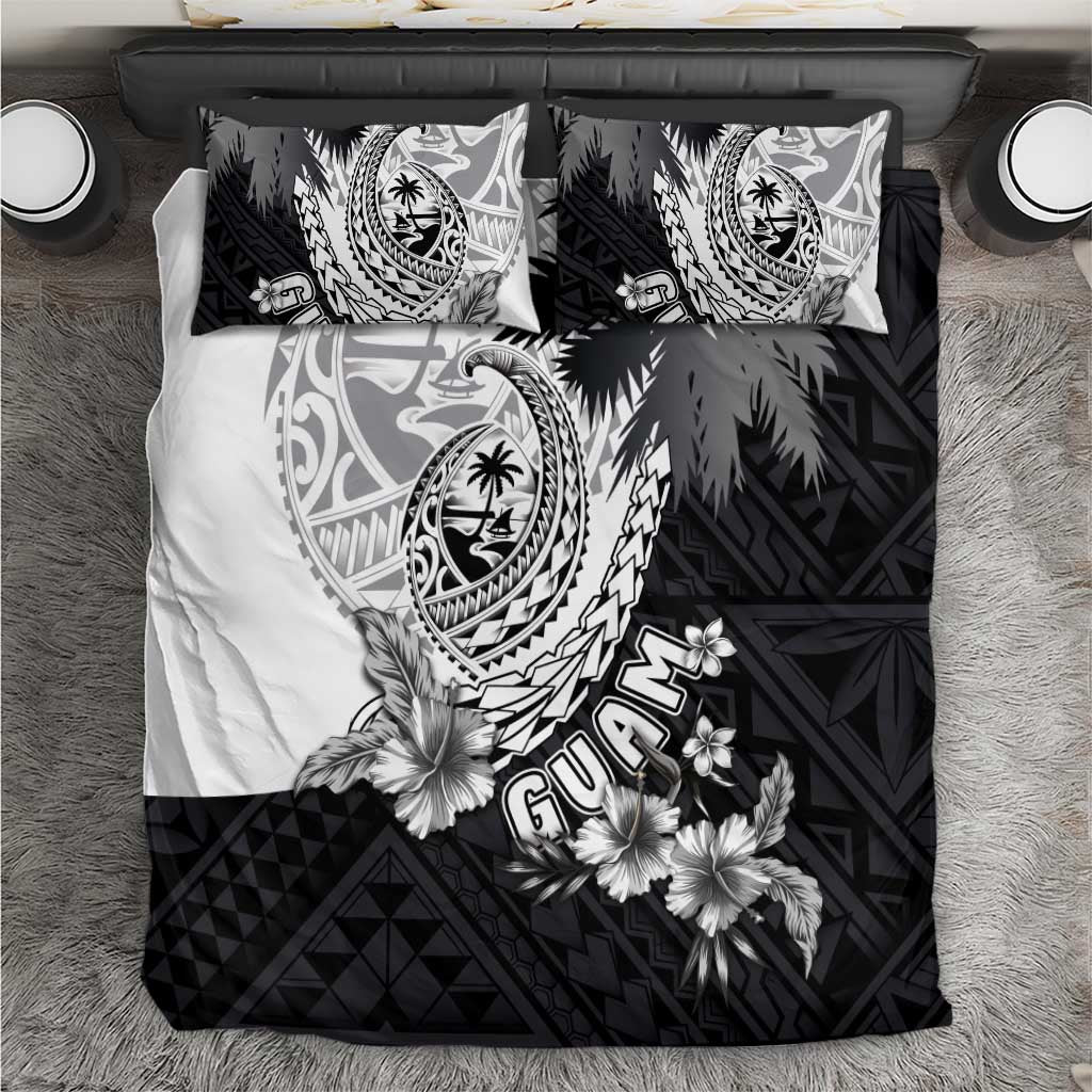 Hafa Adai Guam Bedding Set Polynesian Palm Tree Tattoo Hibiscus and Plumeria Art