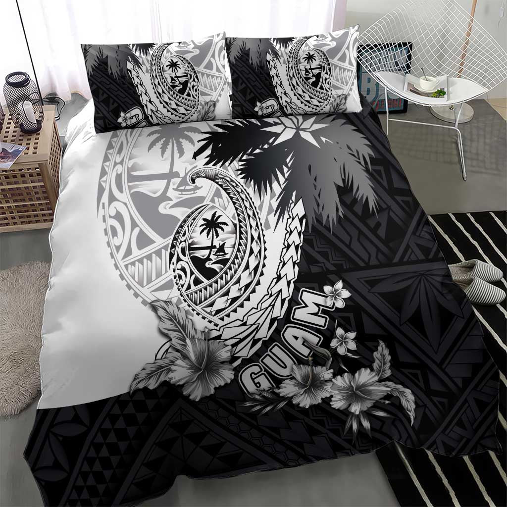 Hafa Adai Guam Bedding Set Polynesian Palm Tree Tattoo Hibiscus and Plumeria Art