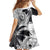 Hafa Adai Guam Family Matching Off Shoulder Short Dress and Hawaiian Shirt Polynesian Palm Tree Tattoo Hibiscus and Plumeria Art
