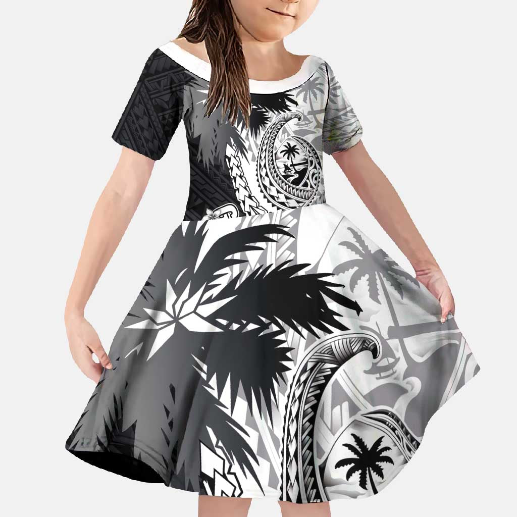 Hafa Adai Guam Family Matching Tank Maxi Dress and Hawaiian Shirt Polynesian Palm Tree Tattoo Hibiscus and Plumeria Art