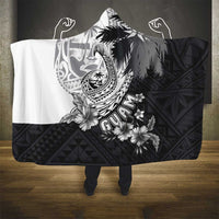 Hafa Adai Guam Hooded Blanket Polynesian Palm Tree Tattoo Hibiscus and Plumeria Art
