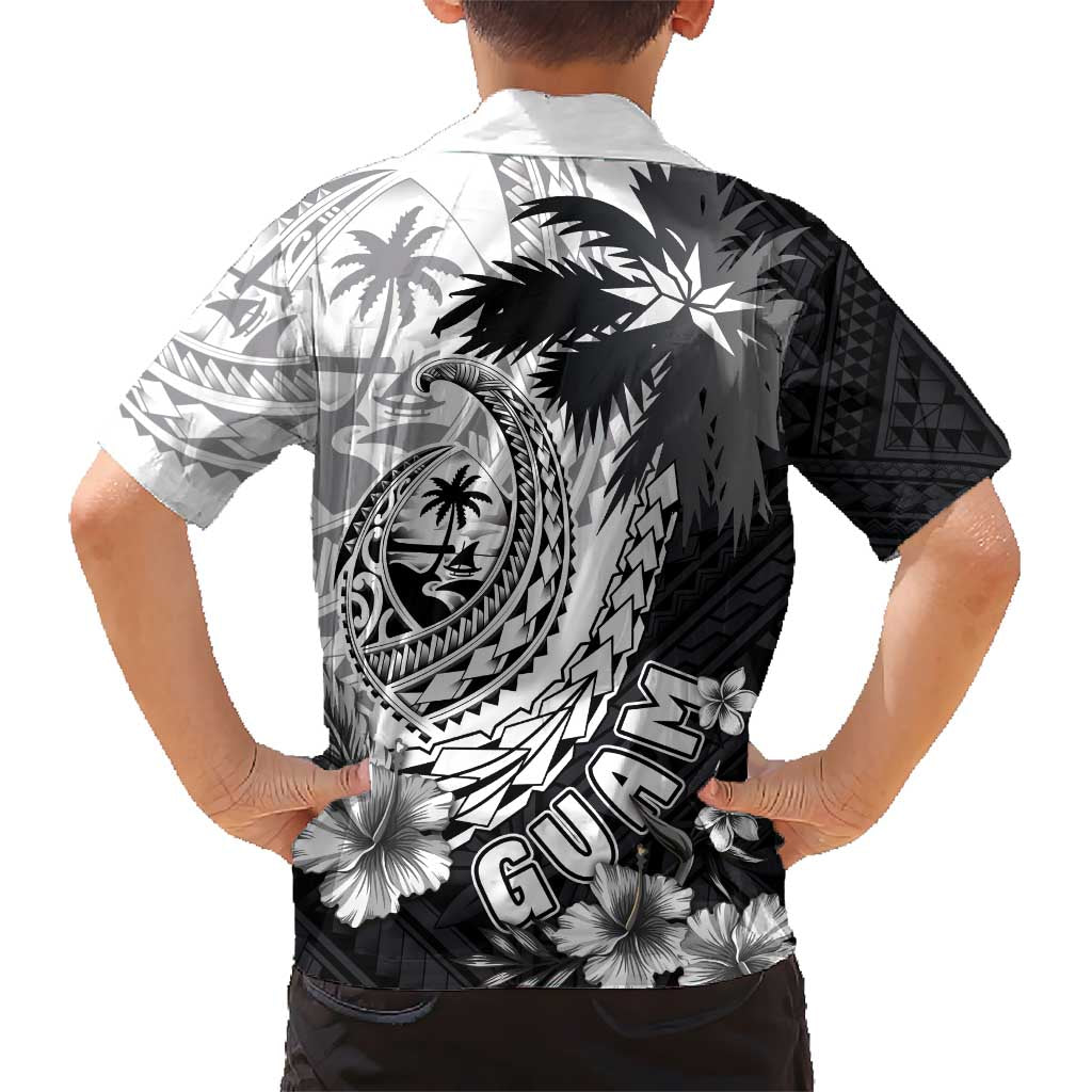 Hafa Adai Guam Kid Hawaiian Shirt Polynesian Palm Tree Tattoo Hibiscus and Plumeria Art