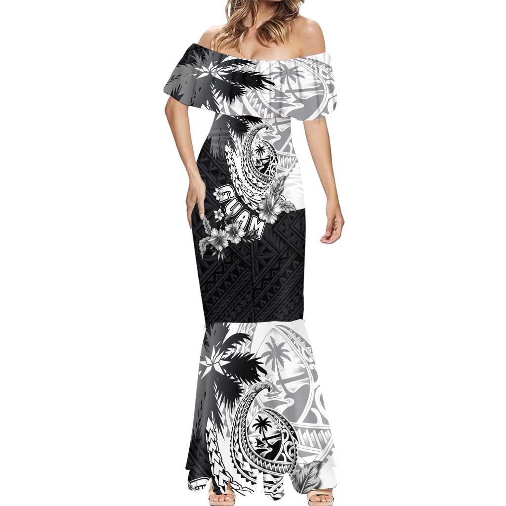 Hafa Adai Guam Mermaid Dress Polynesian Palm Tree Tattoo Hibiscus and Plumeria Art