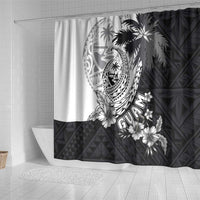 Hafa Adai Guam Shower Curtain Polynesian Palm Tree Tattoo Hibiscus and Plumeria Art