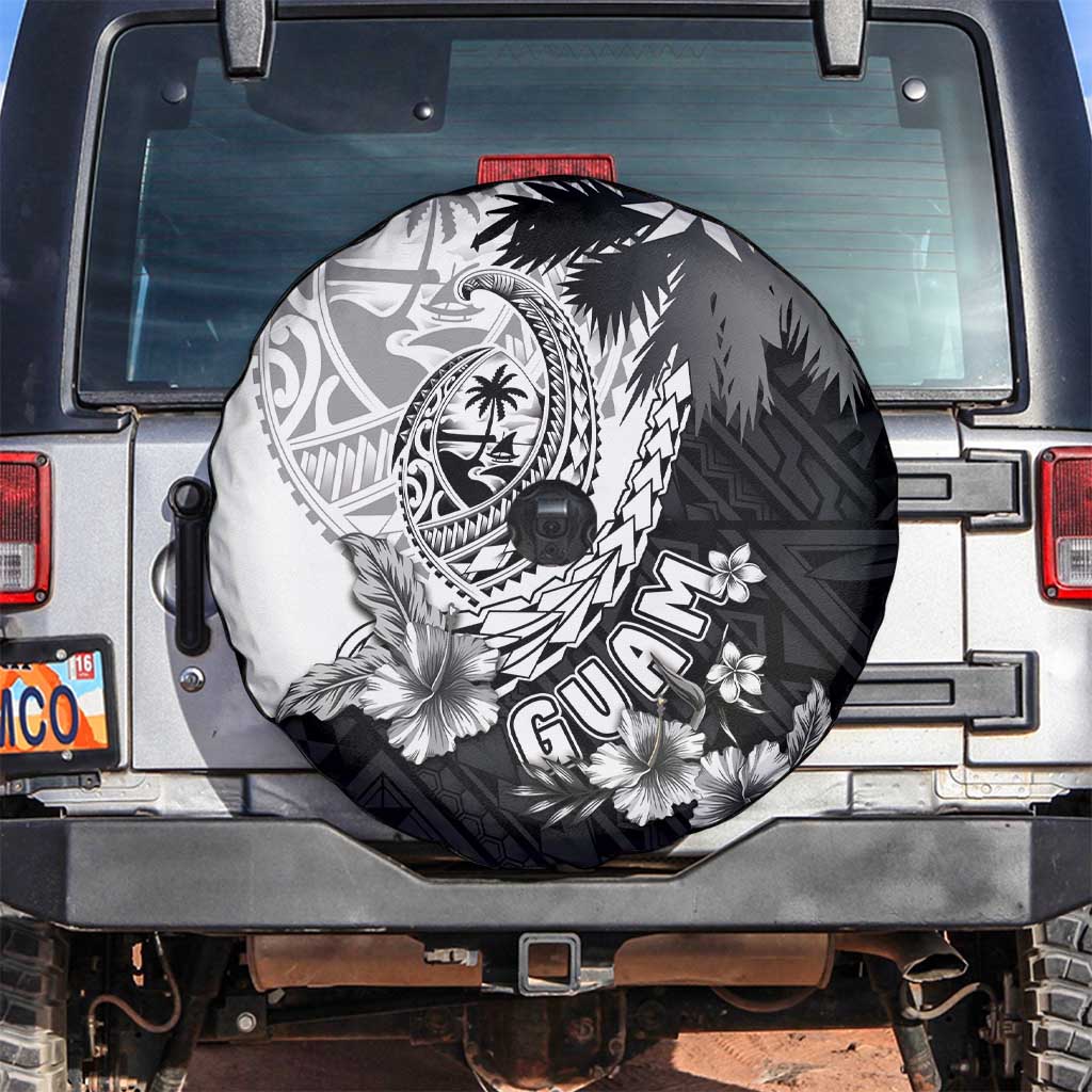 Hafa Adai Guam Spare Tire Cover Polynesian Palm Tree Tattoo Hibiscus and Plumeria Art