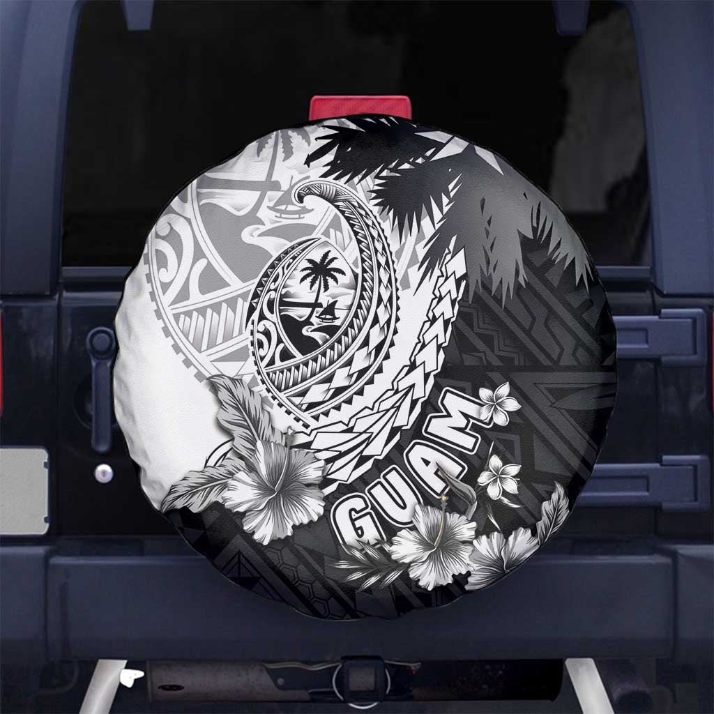 Hafa Adai Guam Spare Tire Cover Polynesian Palm Tree Tattoo Hibiscus and Plumeria Art