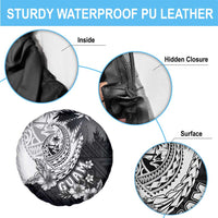 Hafa Adai Guam Spare Tire Cover Polynesian Palm Tree Tattoo Hibiscus and Plumeria Art