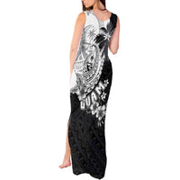 Hafa Adai Guam Tank Maxi Dress Polynesian Palm Tree Tattoo Hibiscus and Plumeria Art