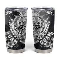 Hafa Adai Guam Tumbler Cup Polynesian Palm Tree Tattoo Hibiscus and Plumeria Art