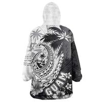 Hafa Adai Guam Wearable Blanket Hoodie Polynesian Palm Tree Tattoo Hibiscus and Plumeria Art