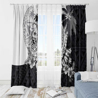 Hafa Adai Guam Window Curtain Polynesian Palm Tree Tattoo Hibiscus and Plumeria Art