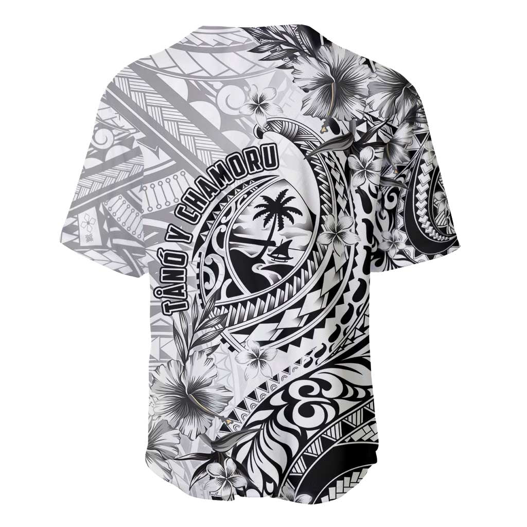 Guam-Land of the Chamorro Baseball Jersey Polynesian Tattoo Style Hibiscus and Plumeria Art