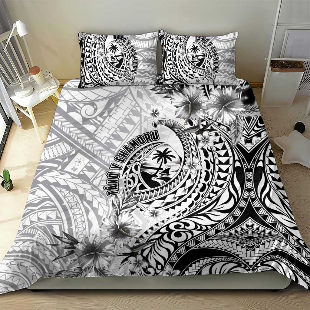 Guam-Land of the Chamorro Bedding Set Polynesian Tattoo Style Hibiscus and Plumeria Art