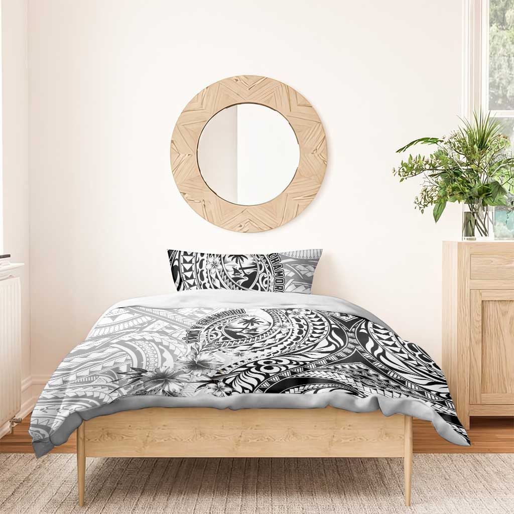 Guam-Land of the Chamorro Bedding Set Polynesian Tattoo Style Hibiscus and Plumeria Art