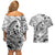 Guam-Land of the Chamorro Couples Matching Off Shoulder Short Dress and Hawaiian Shirt Polynesian Tattoo Style Hibiscus and Plumeria Art