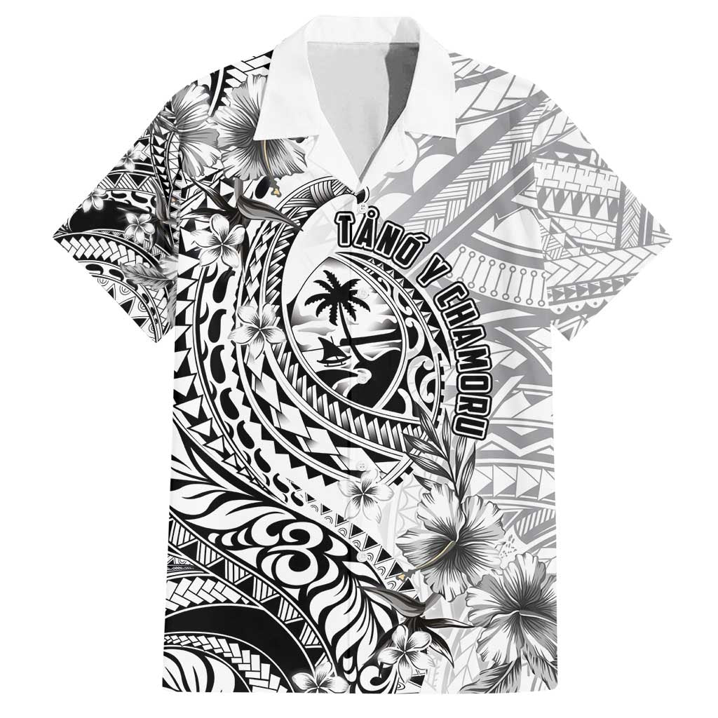 Guam-Land of the Chamorro Family Matching Long Sleeve Bodycon Dress and Hawaiian Shirt Polynesian Tattoo Style Hibiscus and Plumeria Art