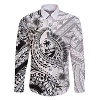 Guam-Land of the Chamorro Family Matching Long Sleeve Bodycon Dress and Hawaiian Shirt Polynesian Tattoo Style Hibiscus and Plumeria Art