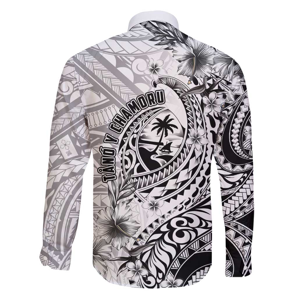 Guam-Land of the Chamorro Family Matching Long Sleeve Bodycon Dress and Hawaiian Shirt Polynesian Tattoo Style Hibiscus and Plumeria Art