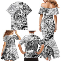 Guam-Land of the Chamorro Family Matching Mermaid Dress and Hawaiian Shirt Polynesian Tattoo Style Hibiscus and Plumeria Art