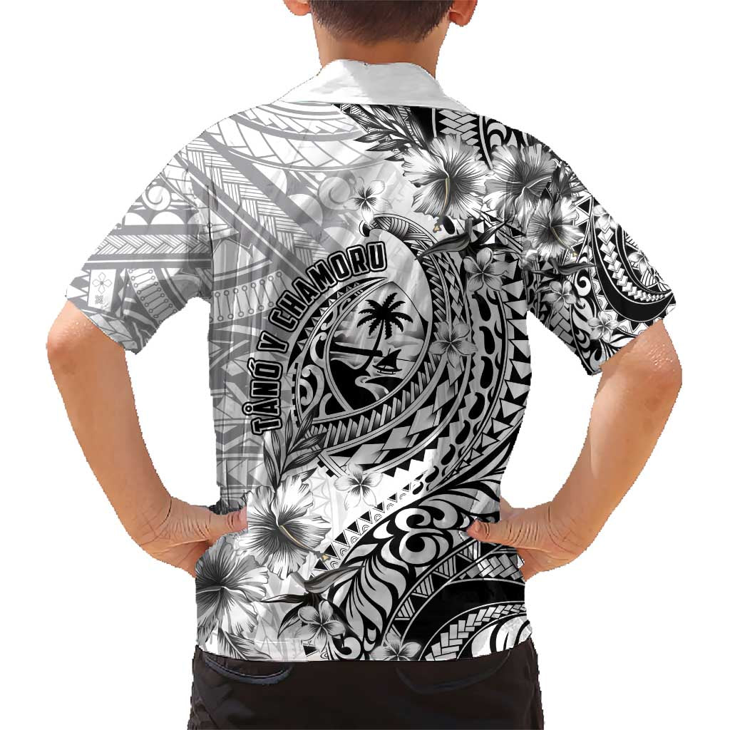 Guam-Land of the Chamorro Family Matching Short Sleeve Bodycon Dress and Hawaiian Shirt Polynesian Tattoo Style Hibiscus and Plumeria Art