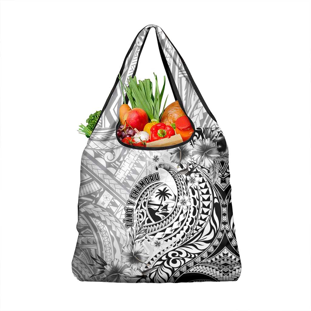 Guam-Land of the Chamorro Grocery Bag Polynesian Tattoo Style Hibiscus and Plumeria Art