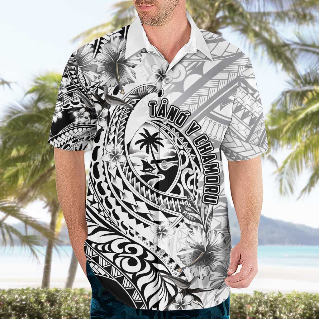 Guam-Land of the Chamorro Hawaiian Shirt Polynesian Tattoo Style Hibiscus and Plumeria Art