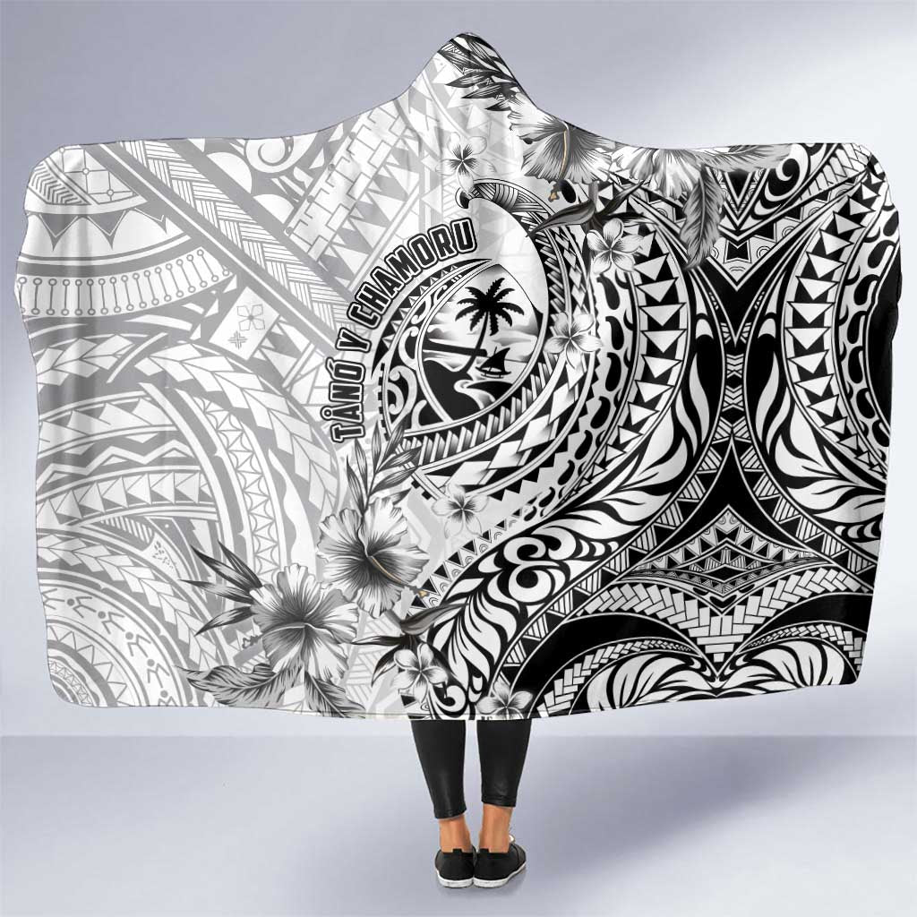 Guam-Land of the Chamorro Hooded Blanket Polynesian Tattoo Style Hibiscus and Plumeria Art