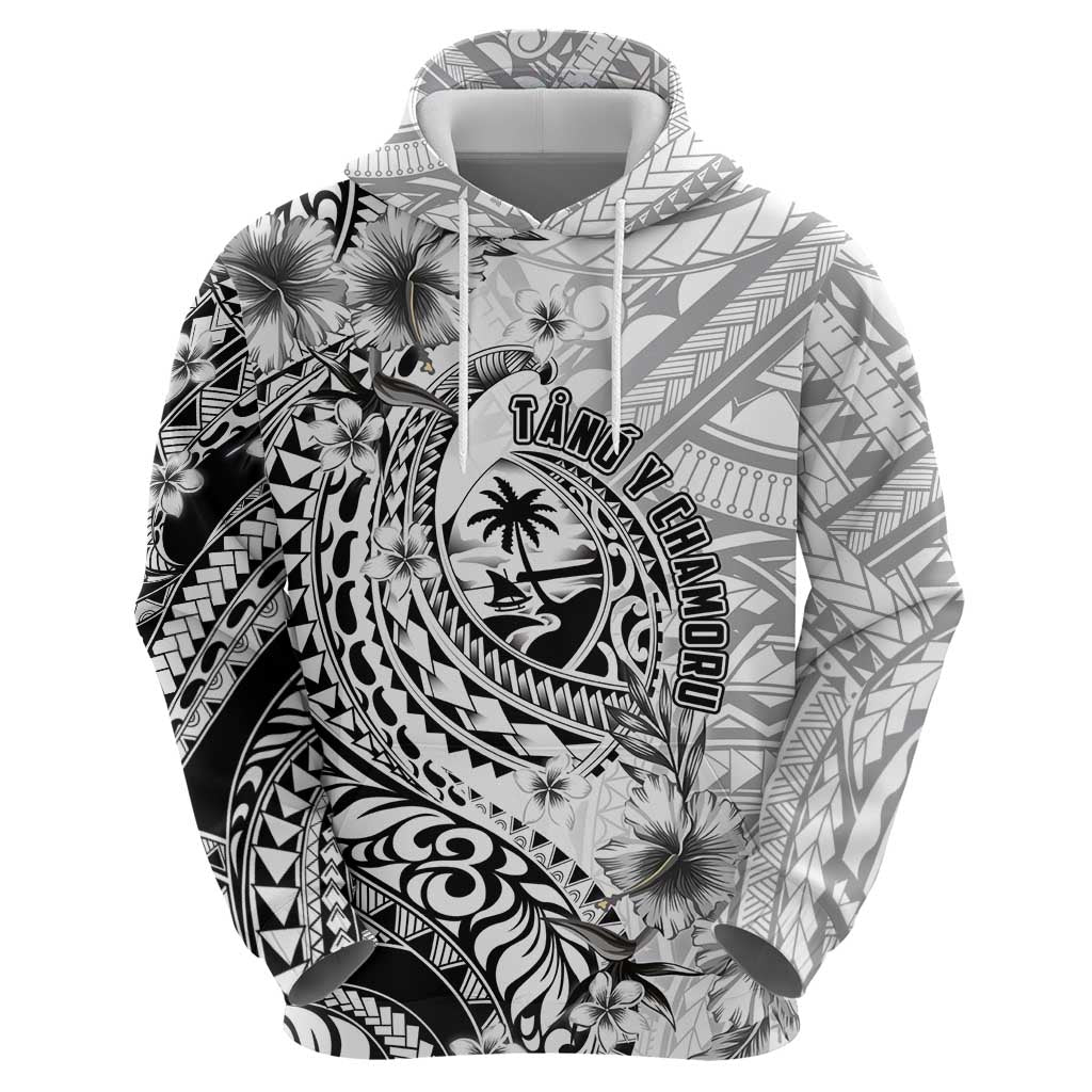 Guam-Land of the Chamorro Hoodie Polynesian Tattoo Style Hibiscus and Plumeria Art