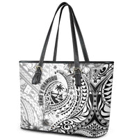 Guam-Land of the Chamorro Leather Tote Bag Polynesian Tattoo Style Hibiscus and Plumeria Art