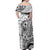 Guam-Land of the Chamorro Off Shoulder Maxi Dress Polynesian Tattoo Style Hibiscus and Plumeria Art