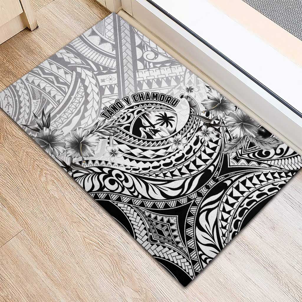 Guam-Land of the Chamorro Rubber Doormat Polynesian Tattoo Style Hibiscus and Plumeria Art
