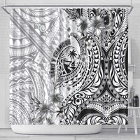 Guam-Land of the Chamorro Shower Curtain Polynesian Tattoo Style Hibiscus and Plumeria Art