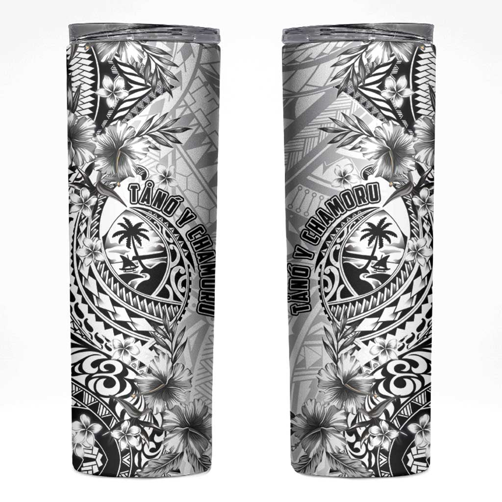 Guam-Land of the Chamorro Skinny Tumbler Polynesian Tattoo Style Hibiscus and Plumeria Art