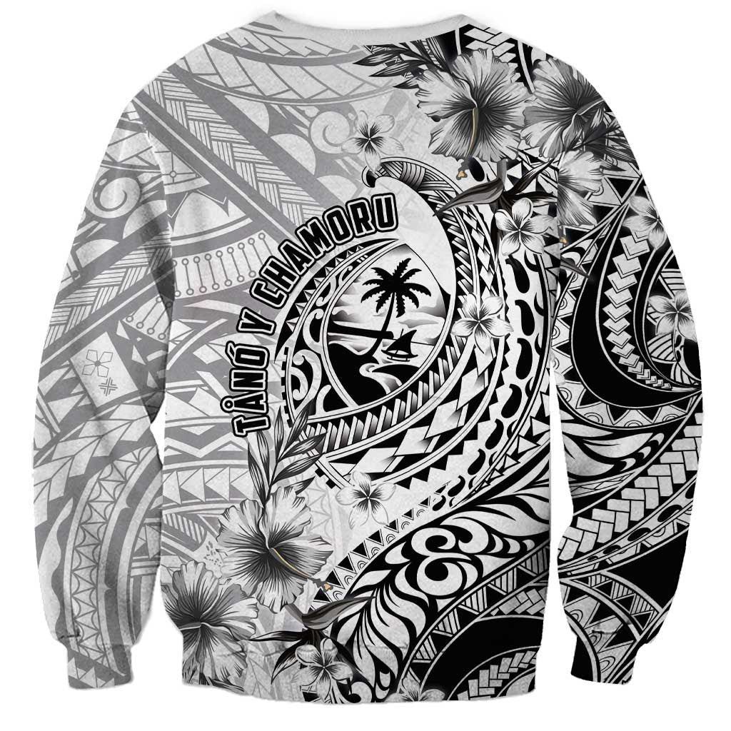 Guam-Land of the Chamorro Sweatshirt Polynesian Tattoo Style Hibiscus and Plumeria Art