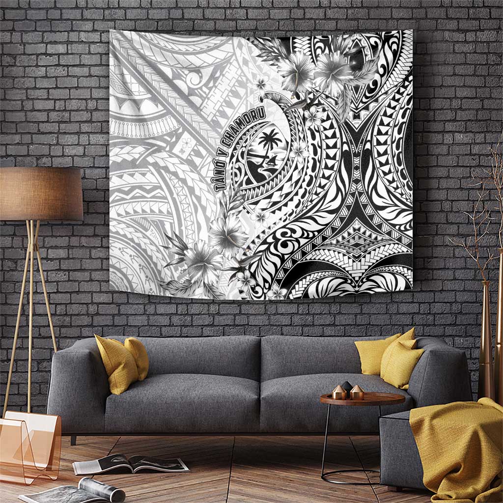 Guam-Land of the Chamorro Tapestry Polynesian Tattoo Style Hibiscus and Plumeria Art