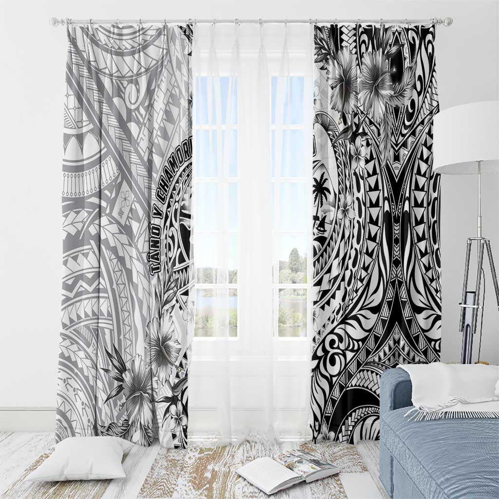 Guam-Land of the Chamorro Window Curtain Polynesian Tattoo Style Hibiscus and Plumeria Art