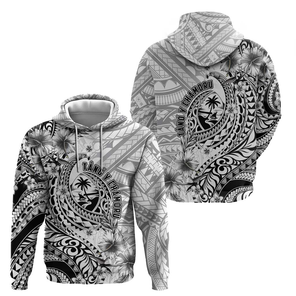 Guam-Land of the Chamorro Zip Hoodie Polynesian Tattoo Style Hibiscus and Plumeria Art
